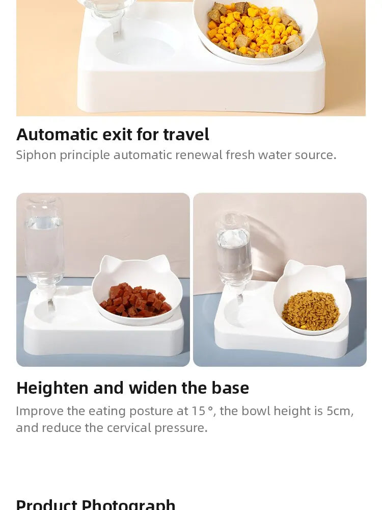 Dual-Purpose Pet Bowl - Tilted Design for Cervical Protection