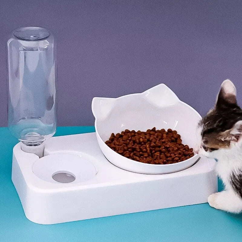 Dual-Purpose Pet Bowl - Tilted Design for Cervical Protection