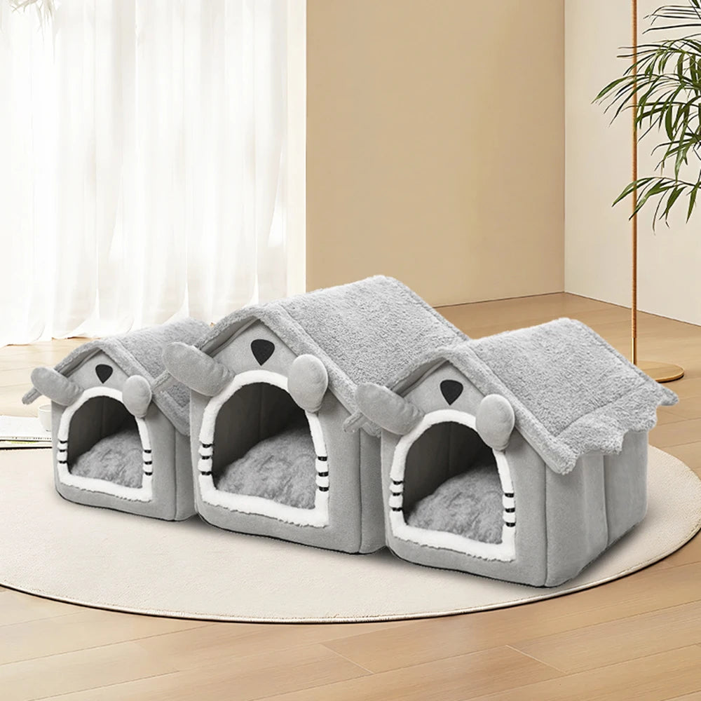 Winter Cat House Gray