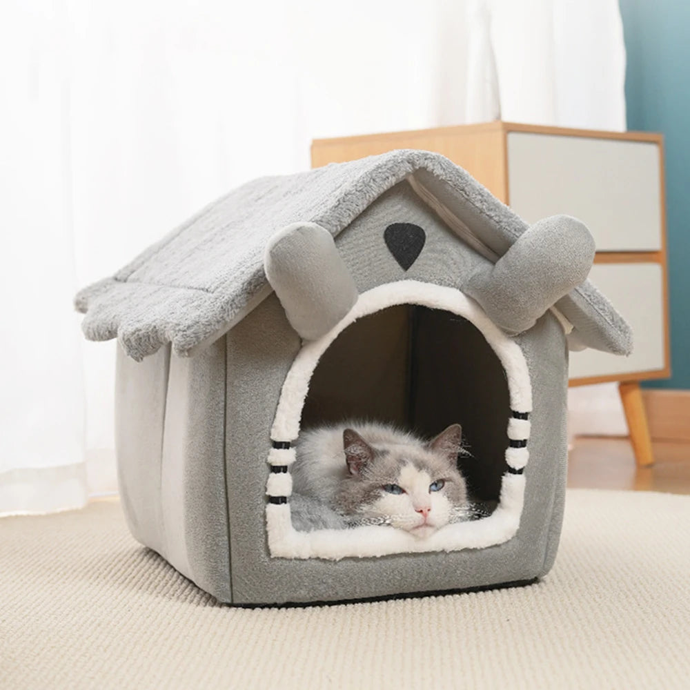 Winter Cat House Gray