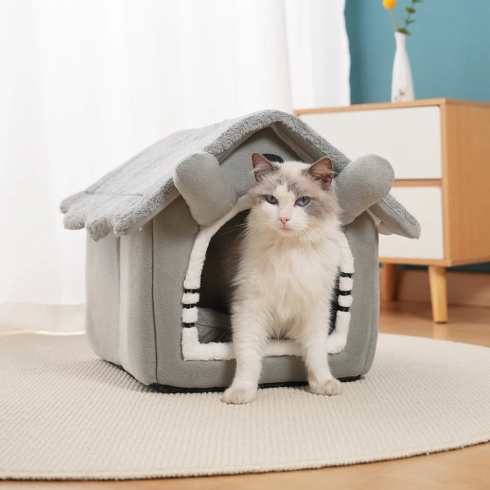Winter Cat House Gray