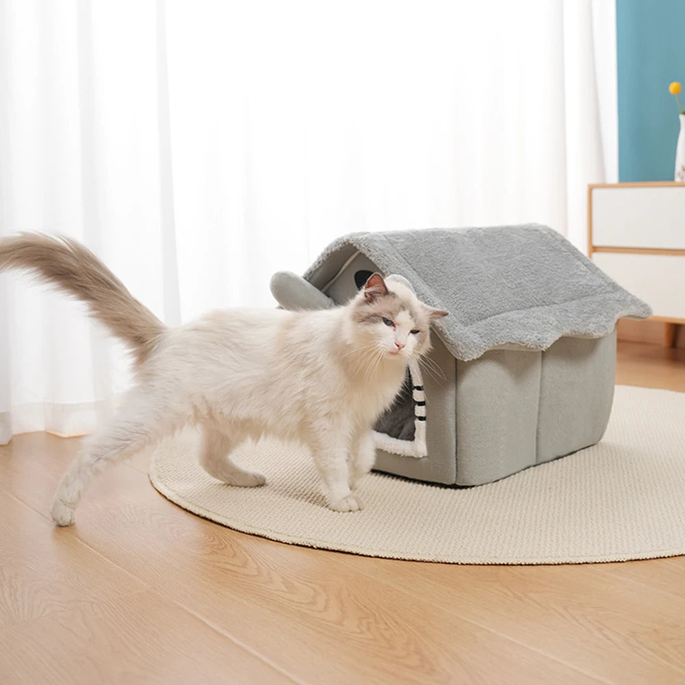 Winter Cat House Gray