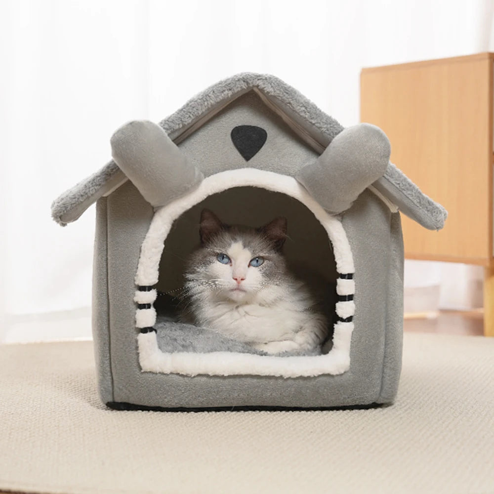 Winter Cat House Gray